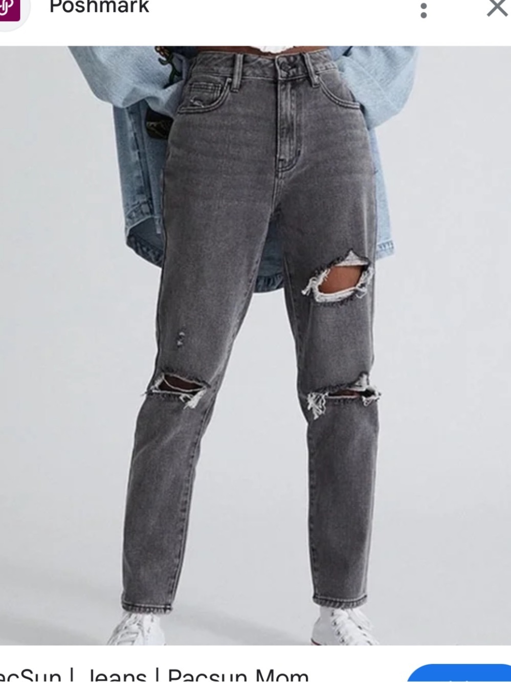 Pacsun NWT mom Jean 26 Women’s Distressed High-Rise Gray Jeans